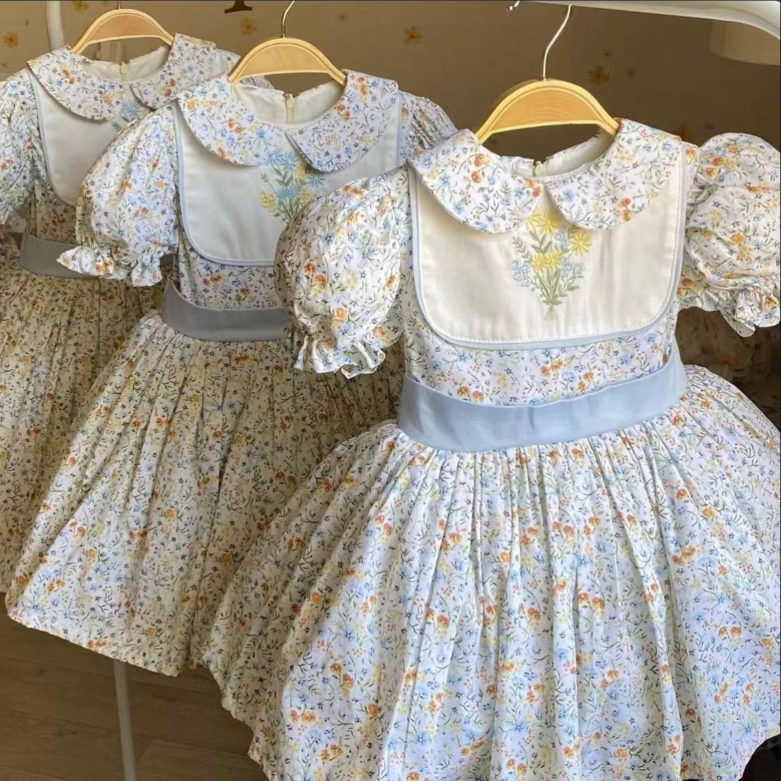 Photography Vintage Style - 0-12Y Baby Girl Summer Flower Embroidery