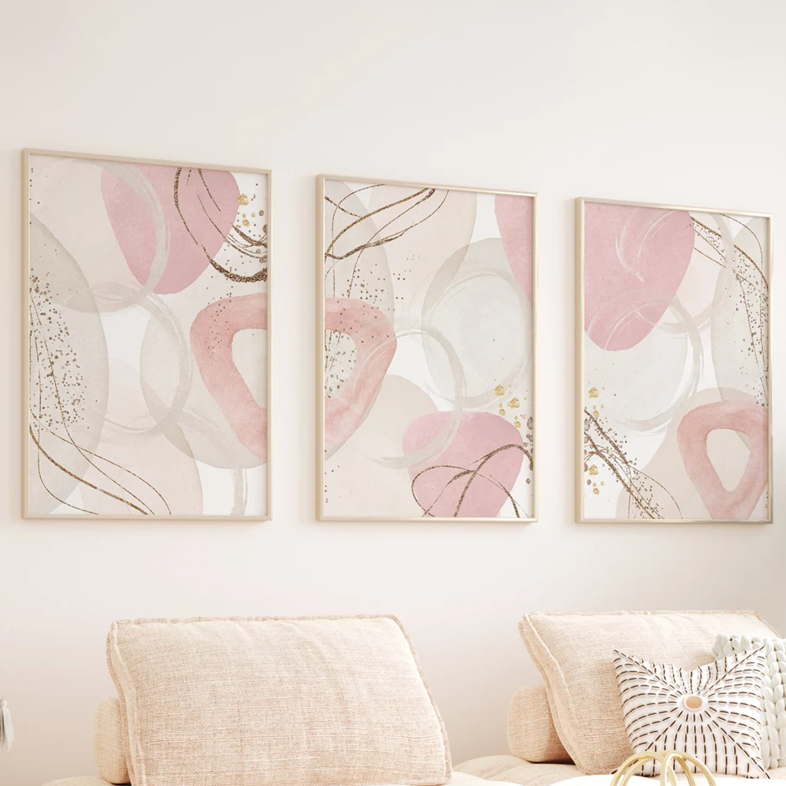 3pcs Set Wall Art Pink Canvas  - đánh giá và giá Photography Angle