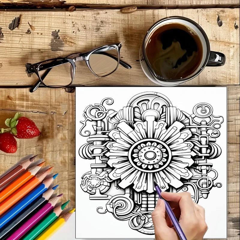 Coloring Book Steampunk Flower - đánh giá và giá Photography Of Book