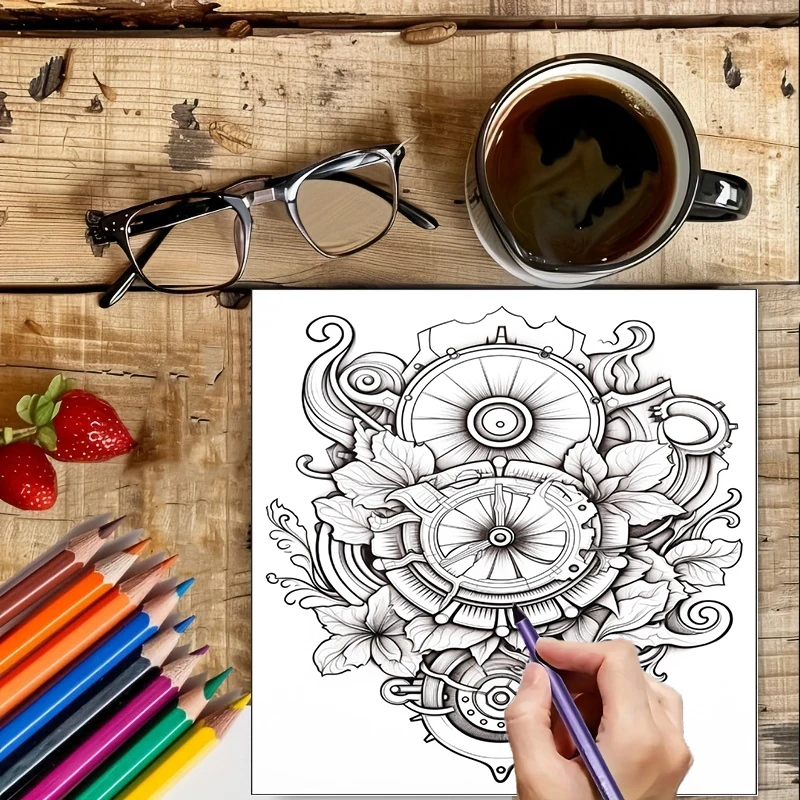 Coloring Book Steampunk Flower - đánh giá và giá Photography Of Book